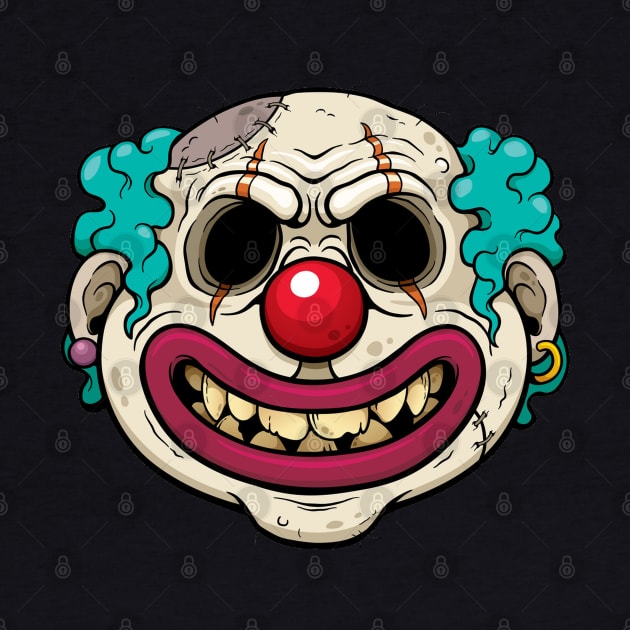 Scary Clown - Zombie Halloween Cartoon Art by bigbikersclub